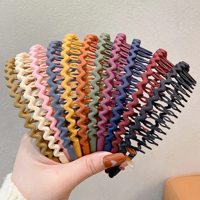 

Elegant Solid Color Wave Hairbands For Women Trendy Toothed Non-slip Hair Combs Hair Accessories Girl Face Wash Sports Headbands