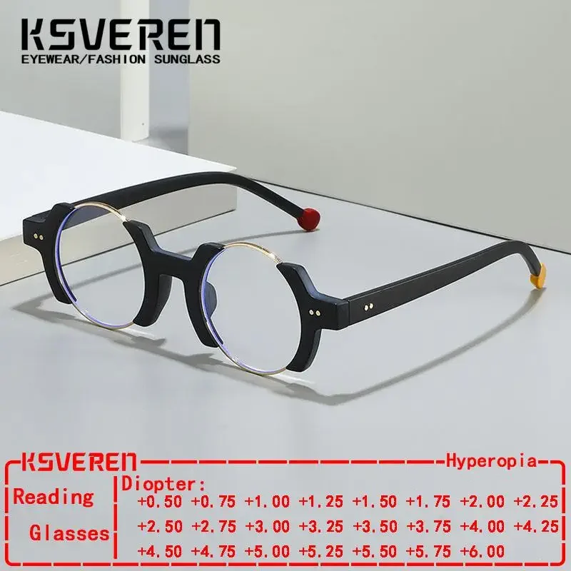 Legierung Runde Klassische Blau Licht Blockieren Lesebrille Für Frauen Presbyopie Brille Männer Optische Brillen Rahmen