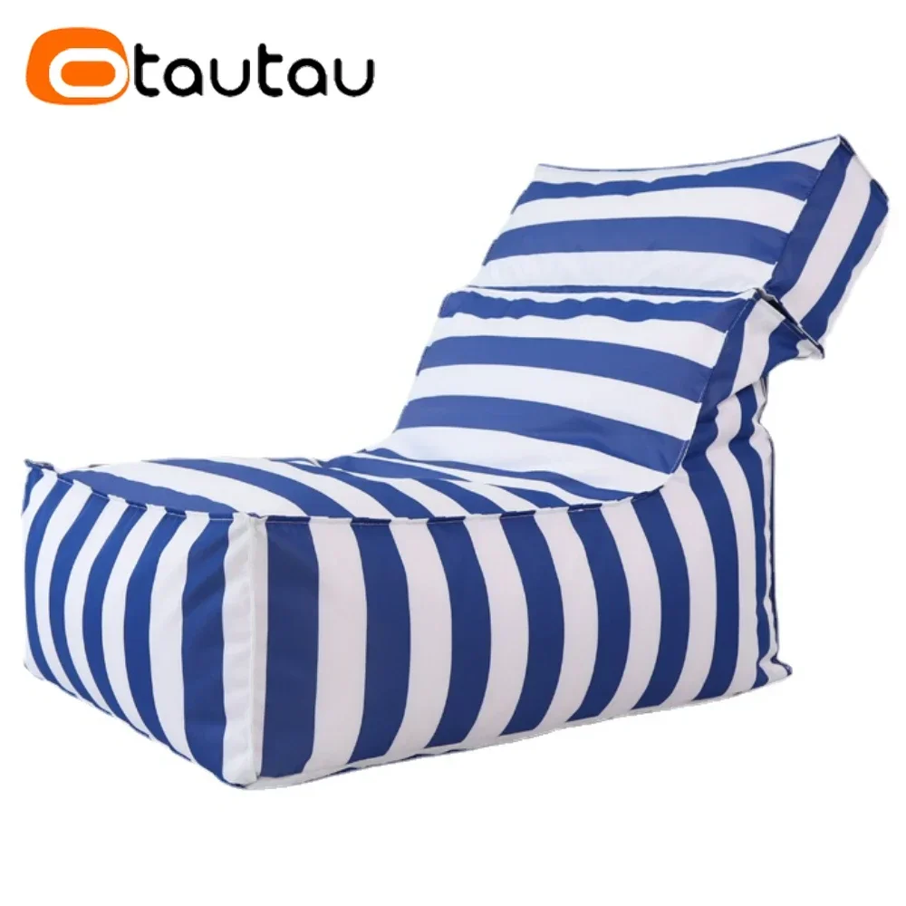 OTAUTAU Outdoor Chaise Lounge Pouf Cover Without Filler Swimming Pool Foating Puff Salon Beach Garden Sofa Bed Waterproof SF078
