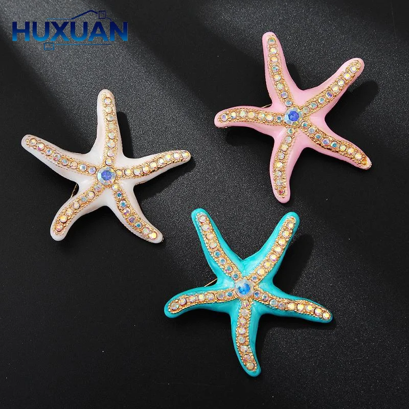 Fashion Enamel Starfish Brooches Pin For Women Clothing Coat Banquet Party Jewelry Accessories Gifts