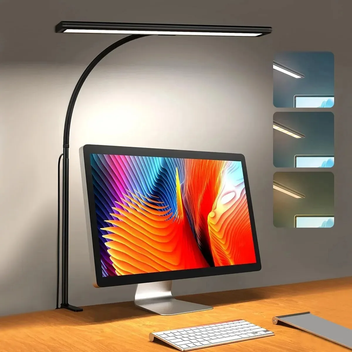 led cabeca unica desk lamp arquiteto gooseneck luz auto dimming timmer toque controle modos de cor leitura tabela clip lamp 01