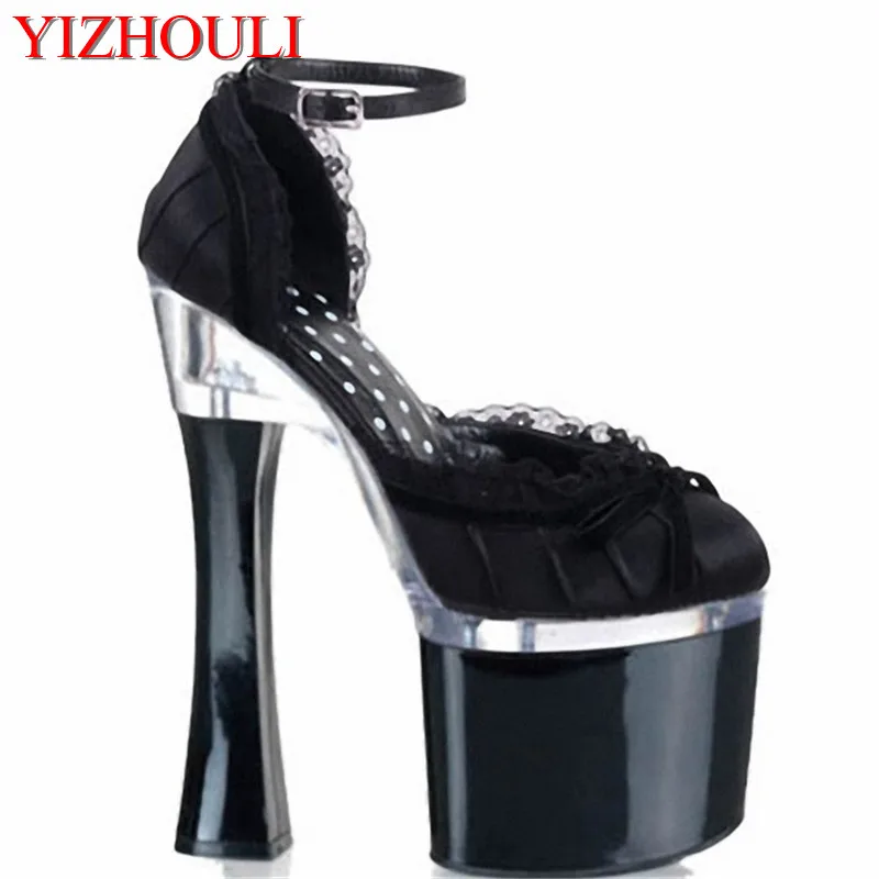 

Wine Glass With Single Shoes Super-Elevation 18cm Women's High-Heeled Shoes Platform Shoes 7 Inch Ankle-Strap dance shoes