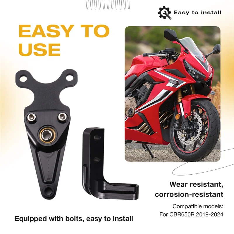 혼다 CBR650R CBR 650R 2019-2024 오토바이 조향 안정기 브래킷 키트 용 ABQB-댐퍼 장착 브래킷 키트 검정색