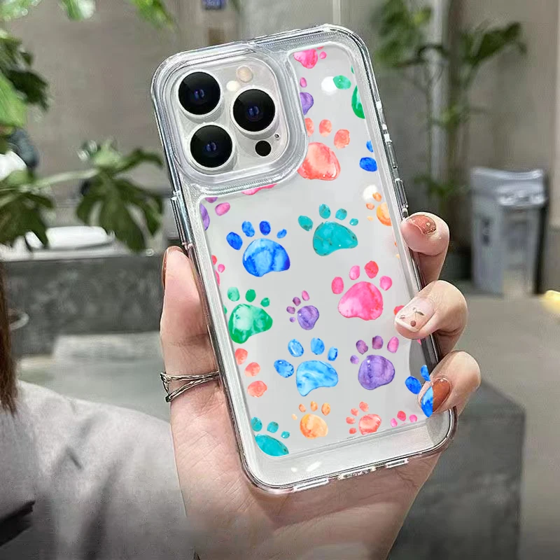 For Xiaomi Redmi Note 13 12 Pro Plus 5G 12S 11S 11 10S 10 Footprint Leopard Print Transparent Phone Covers For Redmi 12 13C Case