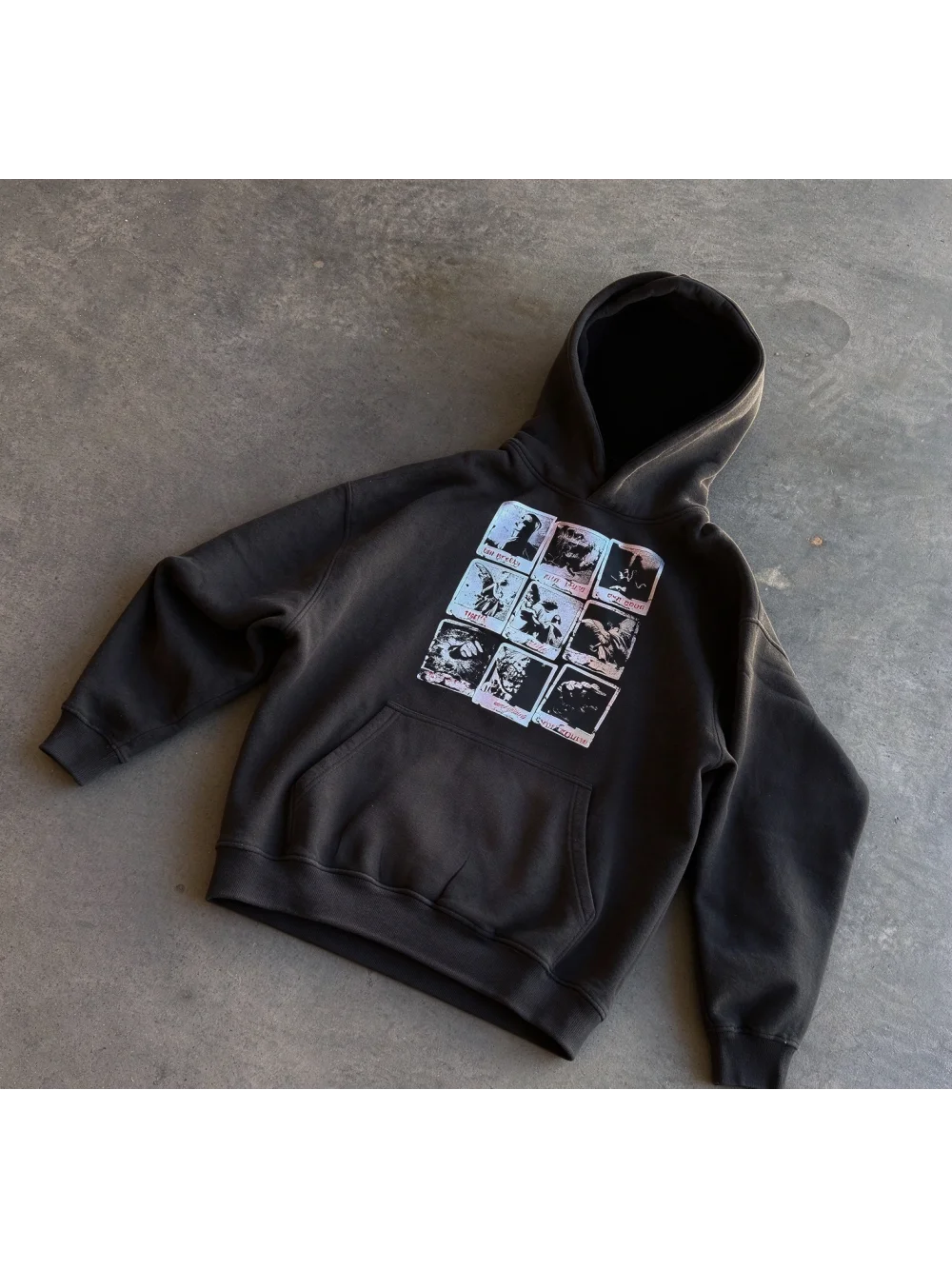 New autumn and winter retro punk portrait printed hoodie, gothic Y2K street casual trend, niche and versatile, unisex subculture