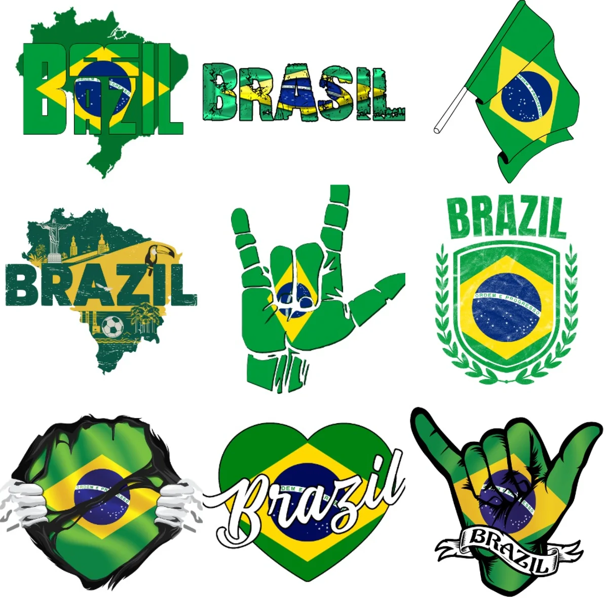 

Brazil Flag Map Emblem PVC Creative Car Stickers for Car Bicycle Motorcycle Window Helmet Wall Decoration Accessories