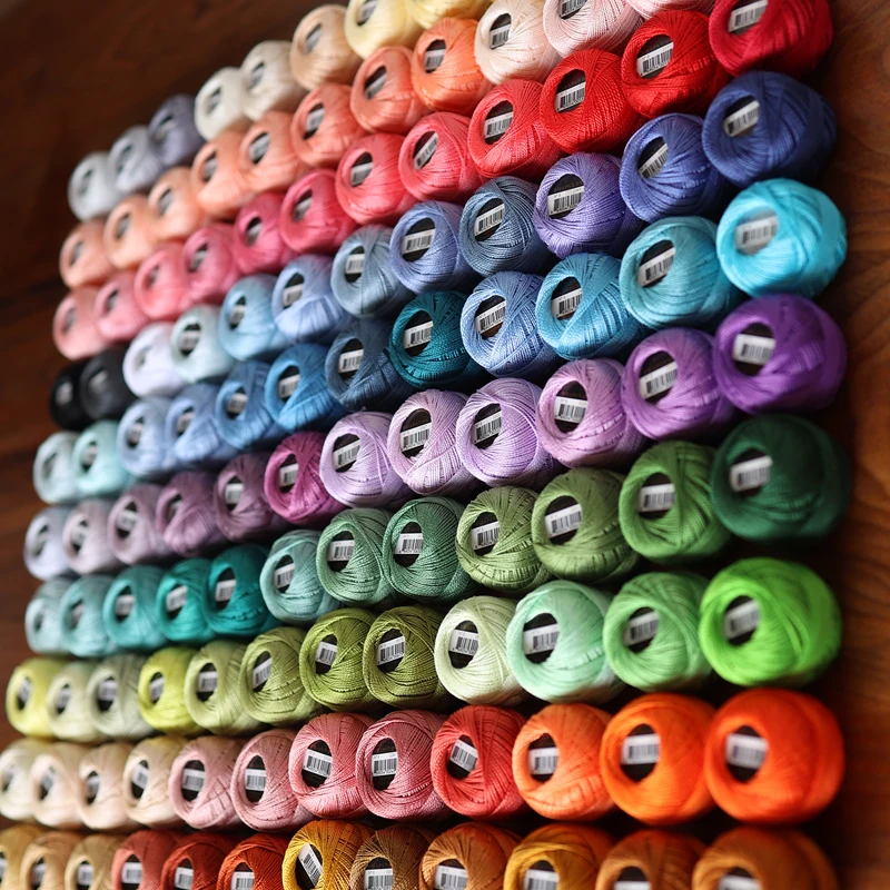 Rhapsody Size 8 Crochet Thread Double Mercerized Long Staple Egyptian Cotton Pearl 12 Different Colors Set 43 Yards 5 Grams Ball