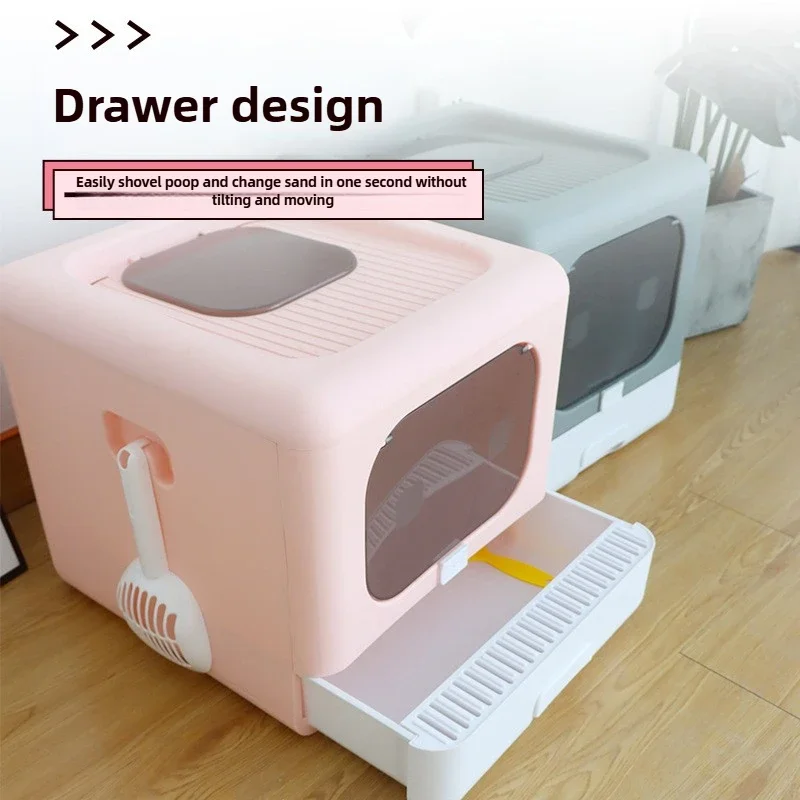 

Cats Toilet Training Kit Cat Litter Box Closed Kitty Litter Box Toilet Cat Sandbox Folding Cat Litter Box for Pets Drawer Tray