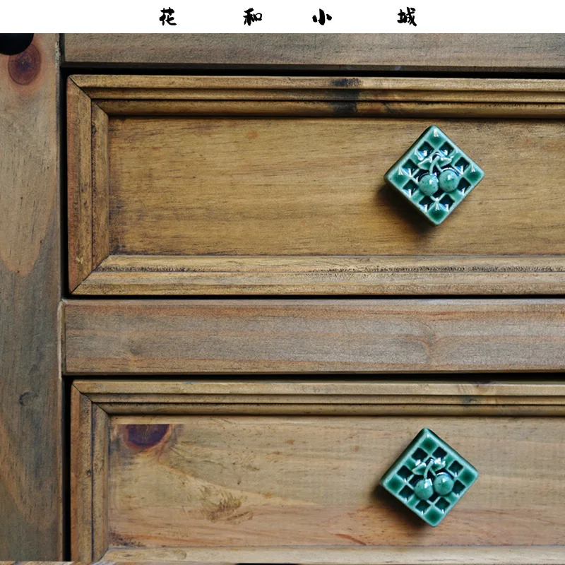 Vintage cabinet door handle square niche wabi-sabi American bucket cabinet