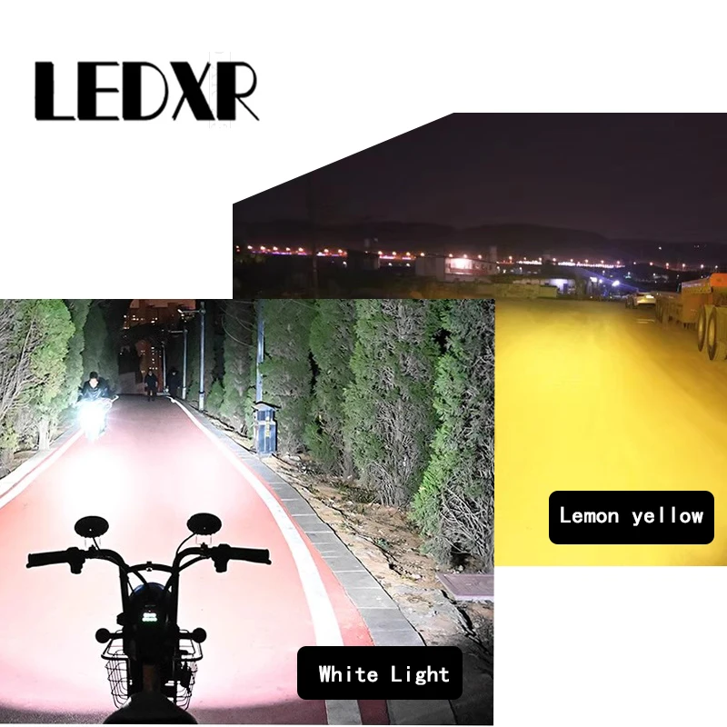 Feux de moto modifiés 3570, lumière LED bicolore, lumière blanche haute puissance, diode jaune citron, 30W