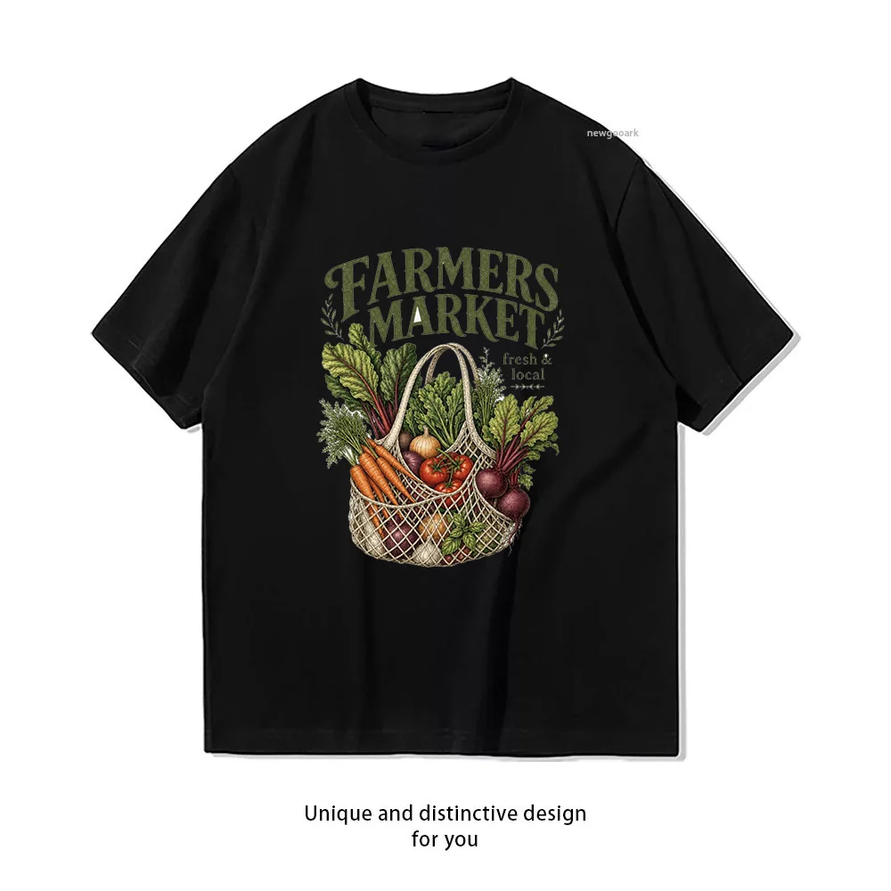 Farmers Market Fresh and Local Veggie garden Italian foodie T-shirt Woman Man Summer Cotton Graphic T Shirts Adult Streetwear