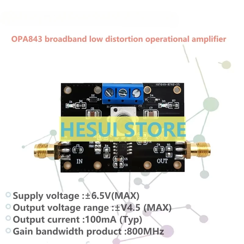 OPA843 broadband low-distortion voltage feedback amplifier module 800MHz open-loop gain 110dB