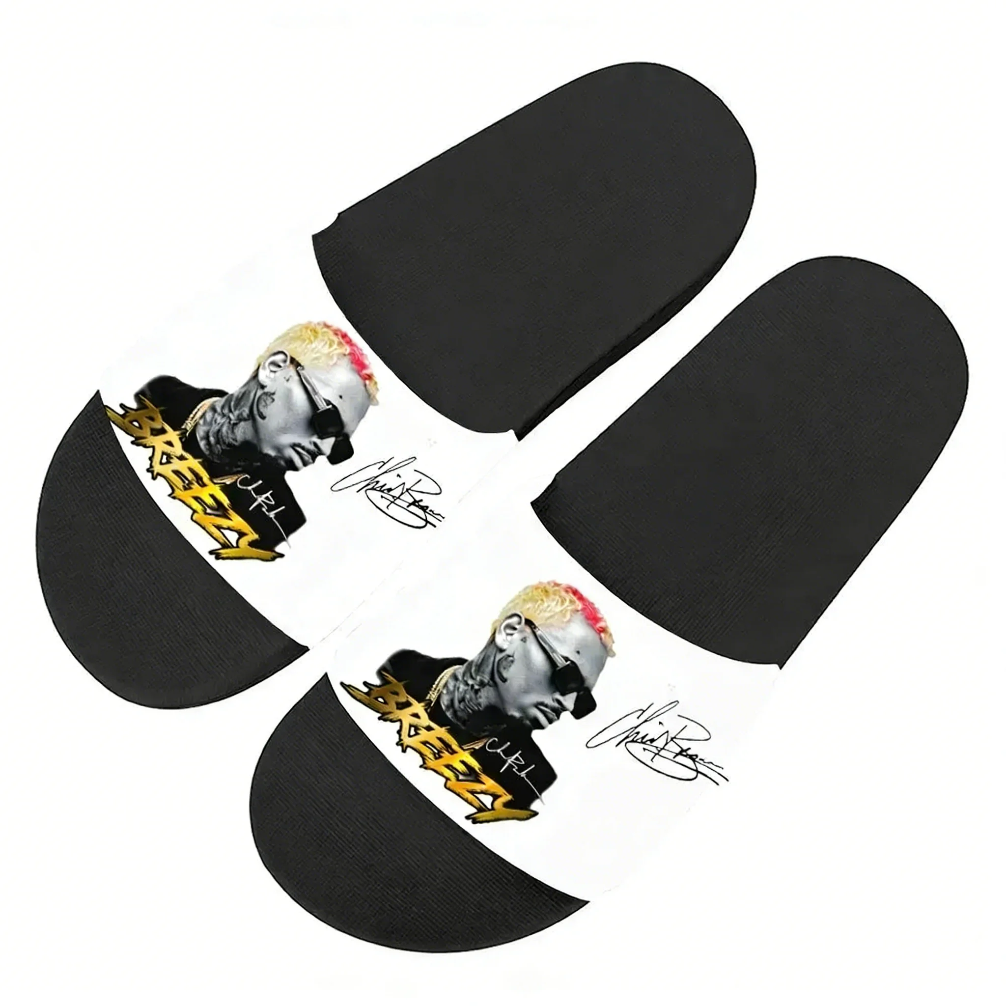 

Chris Brown Slippers Home Water Shoes Hip Hop Rapper Men Women Teenagers Beach Pool Sandals High Quality Custom Summer Slipper