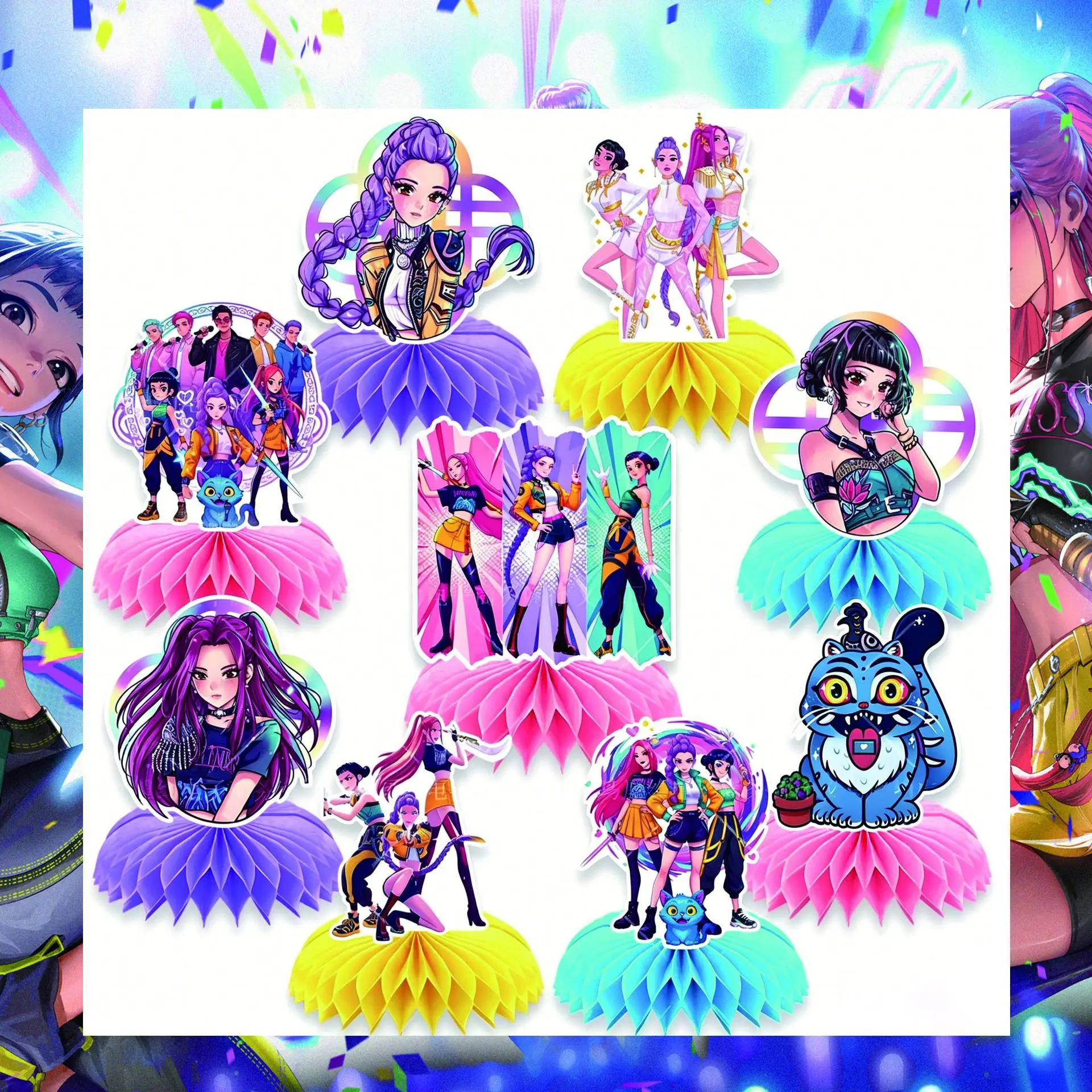 Anime-Mädchen Lumi Mila Zoi Hexenjäger Waben-Tischdekoration für Geburtstagsfeiern Tisch-Ornamente Geschenk – Detail 3
