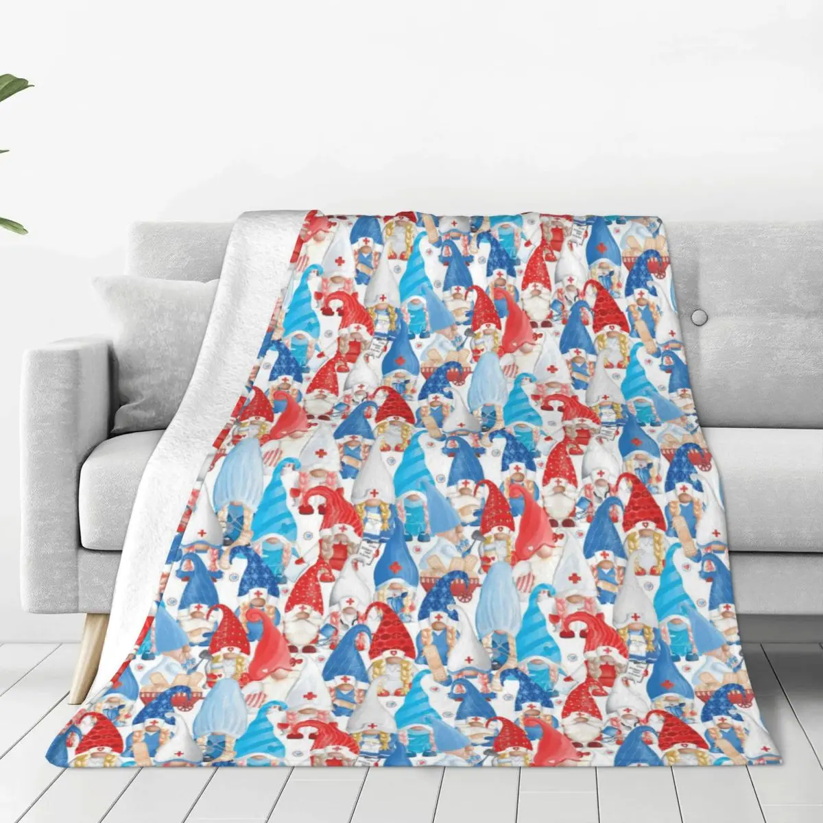 Custom Gnomes Merry Christmas Blanket Warm Fleece Soft Flannel Throw Blankets for Bed Sofa Car Spring