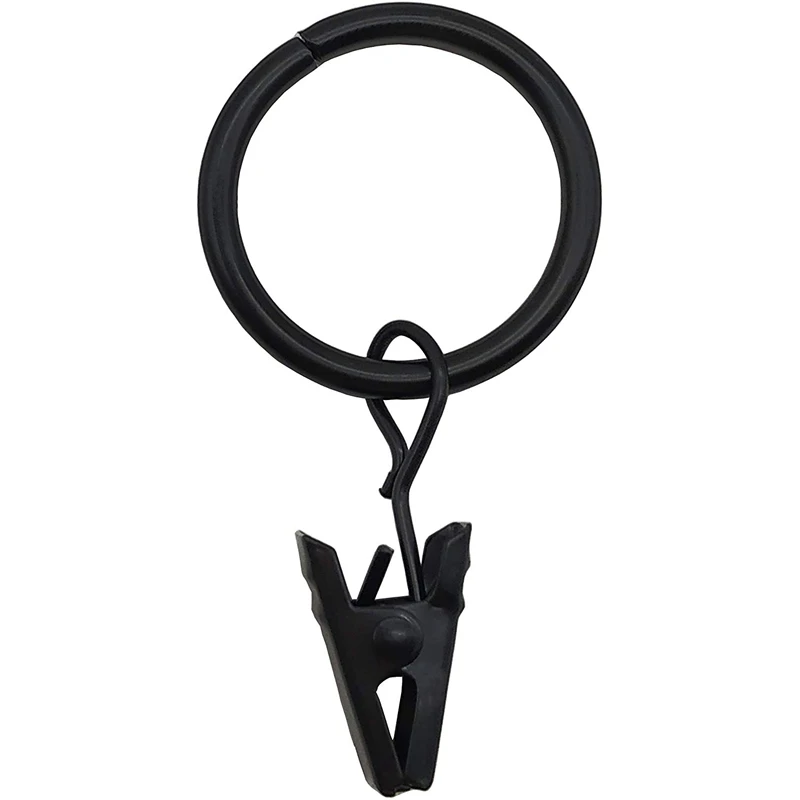 42 Packs Of Curtain Ring, With Clips, Decorative Curtains, Rust, Retro, 1 Inch, Inner Diameter, Black