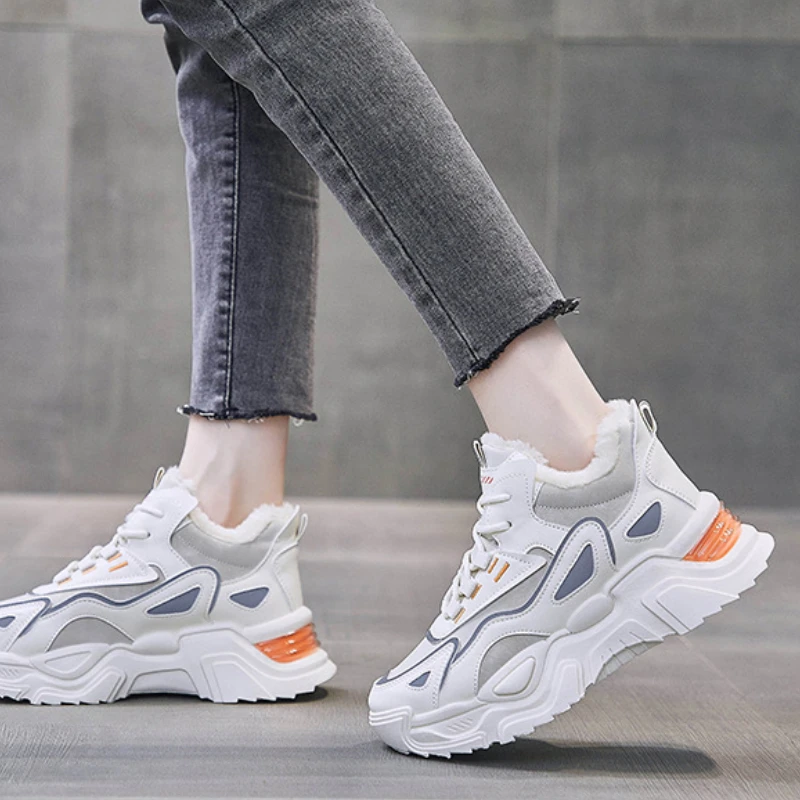 Women Sneakers 2022 Winter Shoes for Woman Sports Running Skateboard Shoe Plus Plush Warm Platform Snow Sneaker Zapatillas Mujer