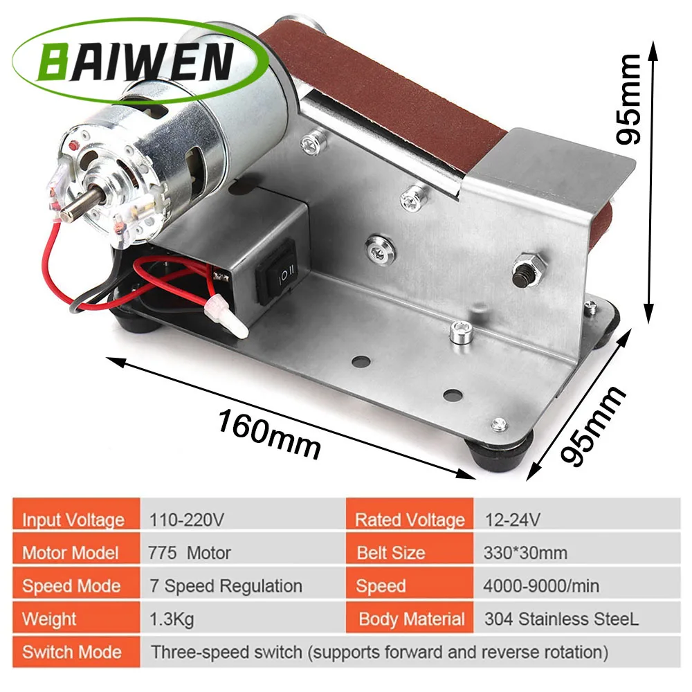 lijadora eléctrica de correa de 30MM,Mini lijadora de banda,máquina de pulido multifuncional para el hogar,bricolaje herramientas