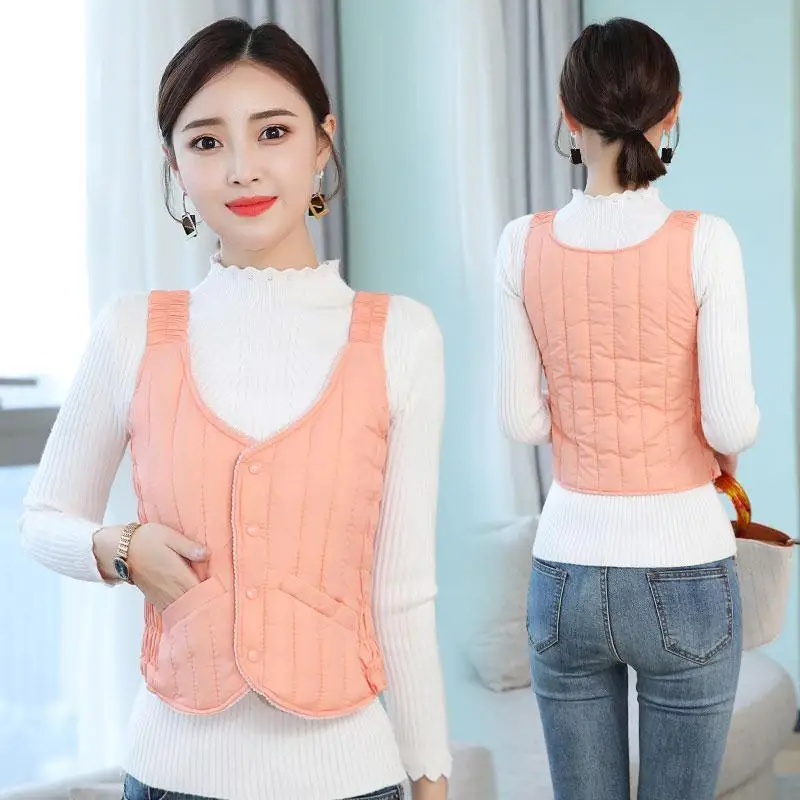 

Lightweight ort Cotton down Vest Women's oulder Pad Fitted Inner Wear Commute Sle Mixed Fabric Polyester Fiber Fill