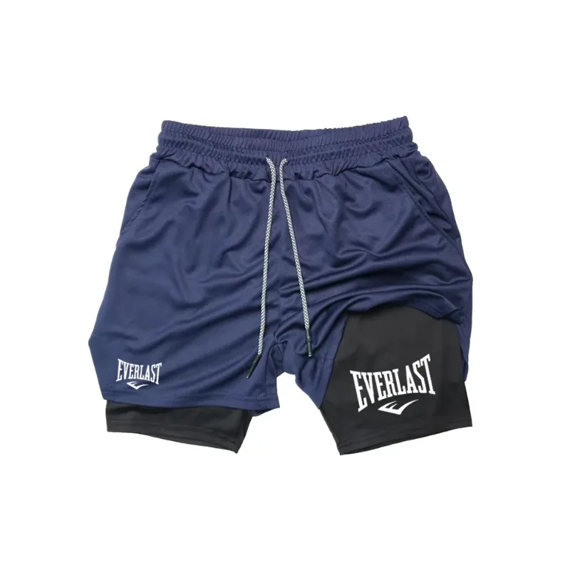 Men Running Short 2-In-1 Double-deck Sport Shorts Sportswear Gym Comfortable Fitness Short Pants Training Jogging Bottom Elastic