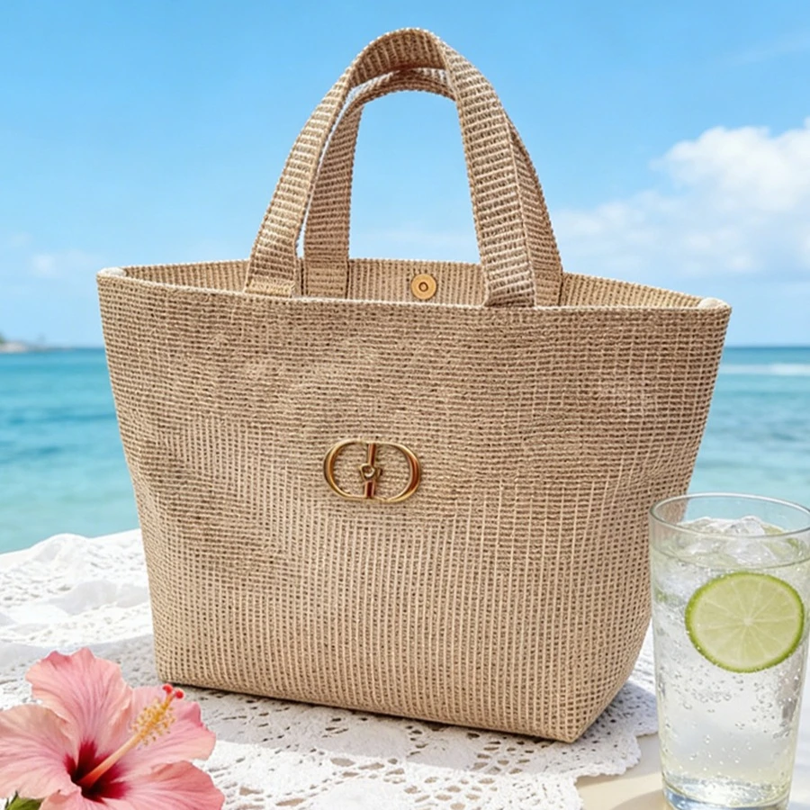 Dior’s bag Elegant Golden Sparkle Woven Makeup Bag CD Metal Logo Star Zipper Pull Fashion Travel Wash Pouch Ideal Gift For Women