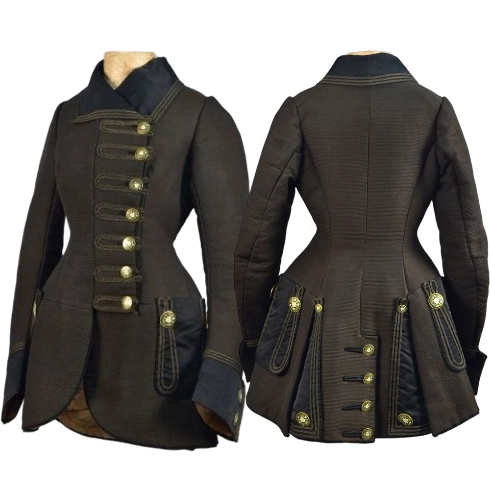 

1880s Riding Habit Jacket Victorian Edwardian Duchess Military Parade Coat Historical Royal Court Noble Business Party Gown