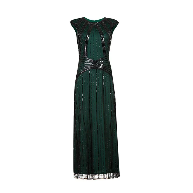 1920s Vintage Flapper Great Gatsby Party Dress V-Neck Sleeveless Sequin Beaded style Style Tassel Flapper Vestidos Feminina 1920