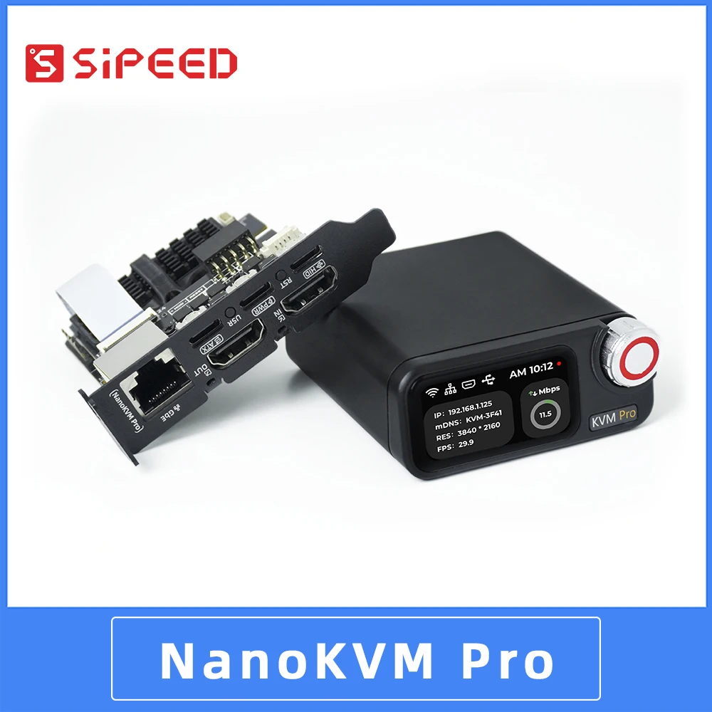 Sipeed NanoKVM-Pro PiKVM 4K IP-KVM GbE WiFi6 PoE Remote Control HomeLab Server NAS AI Agent HDMI second screen led strip