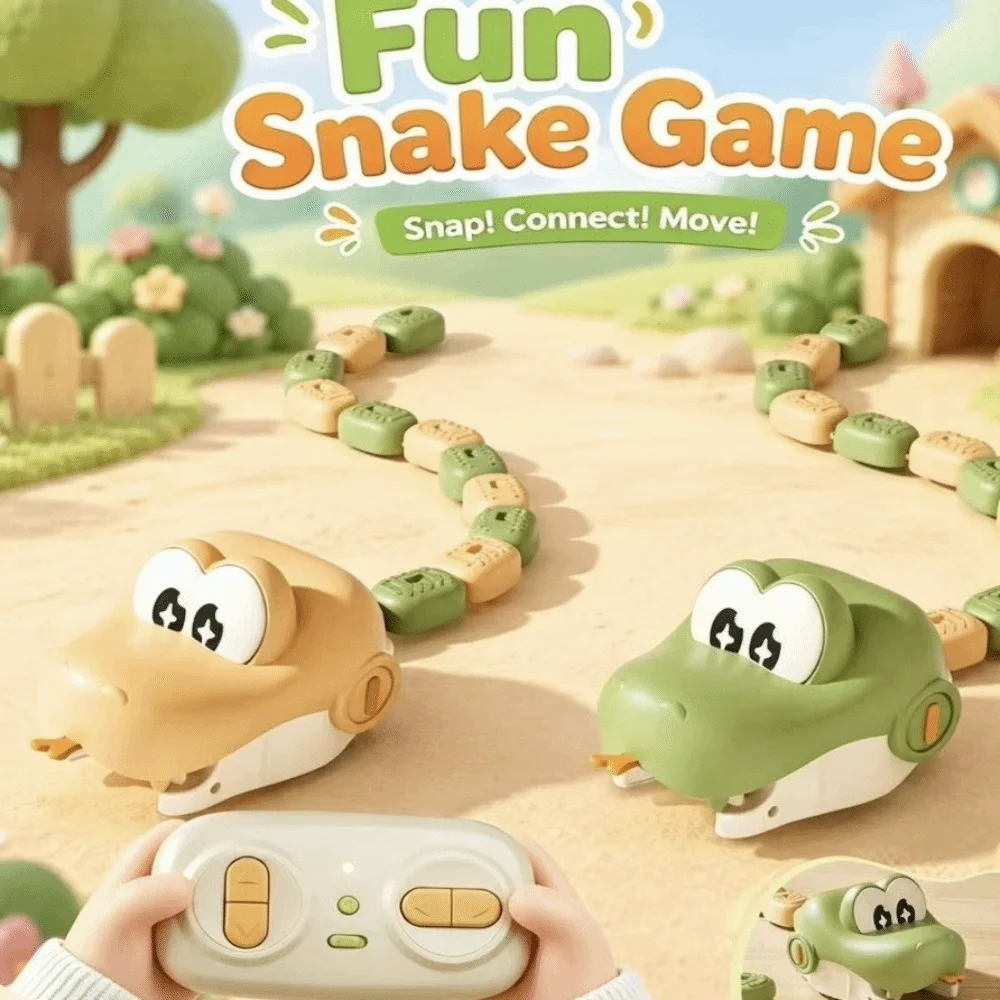 Energy Beans Magnetic RC Snake Car Toy Rechargeable Interactive Greedy Snake Car Desktop Bead Eating Remote Control Car Boys Toy