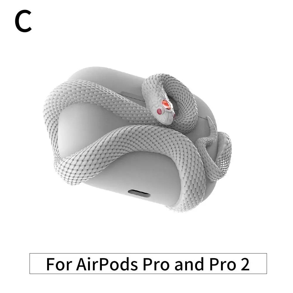 Snake-shaped Protective Case For AirPods Pro 2/3/Pro Anti-drop And Scratch-resistant Handmade Resin Personalized Protective S8S2