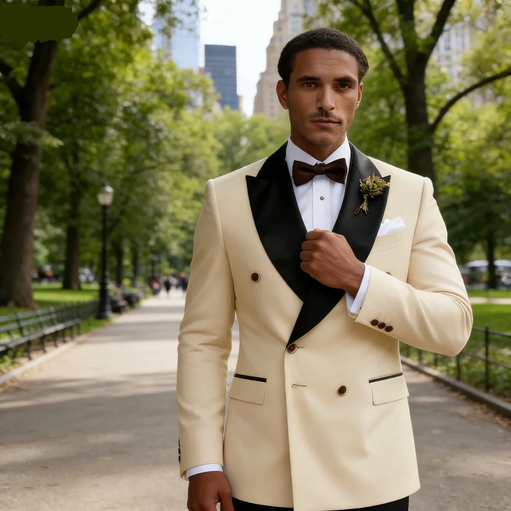 

AnnieBritney мужской смокинг из трех предметов для курения с двубортным пиджаком и облегающими брюками свадебный костюм с лацканами для мужчин