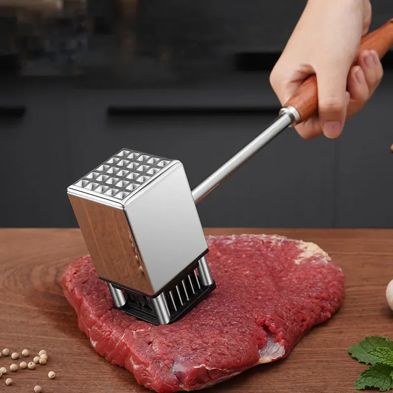 

Double-Sided Stainless Steel Meat Hammer for Steak and Pine, Practical, 2 in 1 Design, New