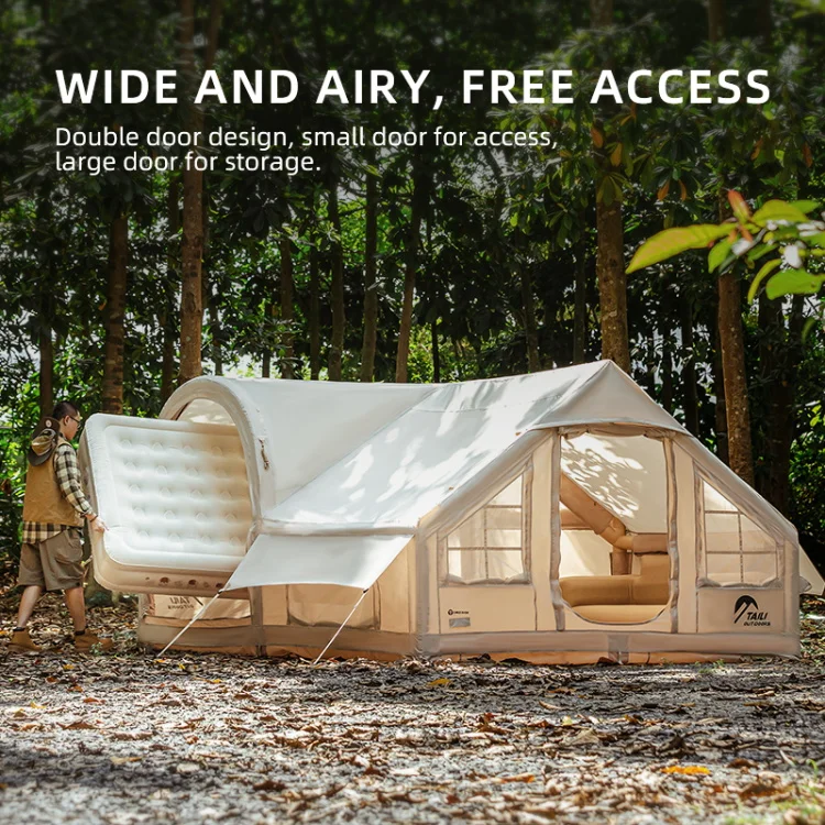 Hot-Sell Luxury Large TPU air Column Waterproof Oxford Canvas Inflatable Tent Outdoor Camping House with Pump