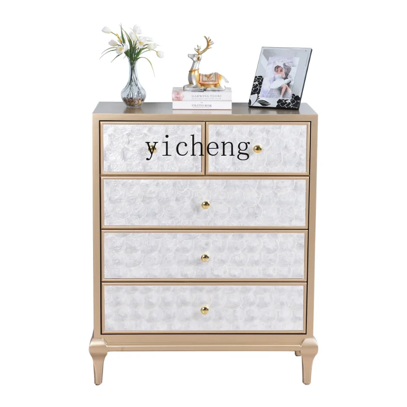 

ZF Light Luxury Chest of Drawers Small Apartment Storage Cabinet Bedroom Simple Modern Side Cabinet Solid Wood