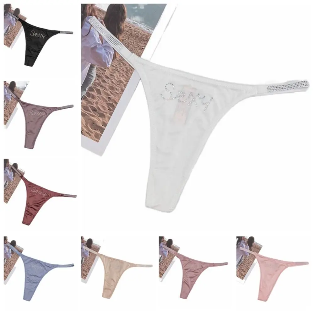 Conforto de cintura baixa sem costura calcinha cor sólida calcinha esportiva feminina tanga cuecas cinto fino strass briefs senhoras