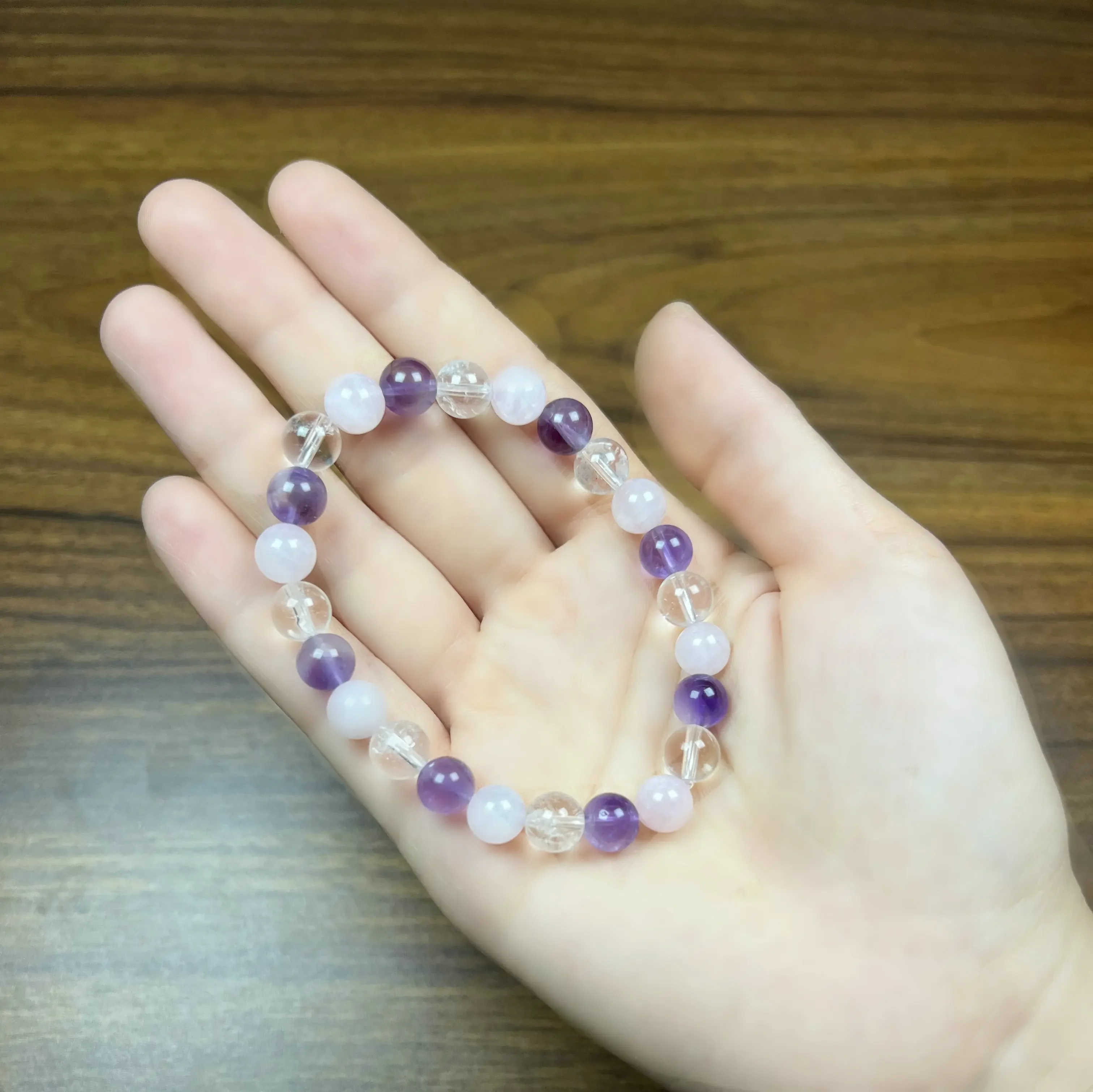 Crystal Healing Bracelet Amethyst Clear Quartz  Rose Quartz 8 mm Round Healing Crystals (Stretch Bracelet, Gemstone Bracelet)