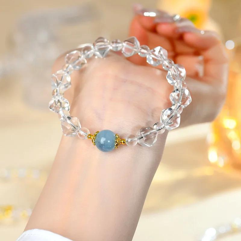 

Natural White Irregular Aquamarine Fashion Women'S Beginner Bracelet Jewelry