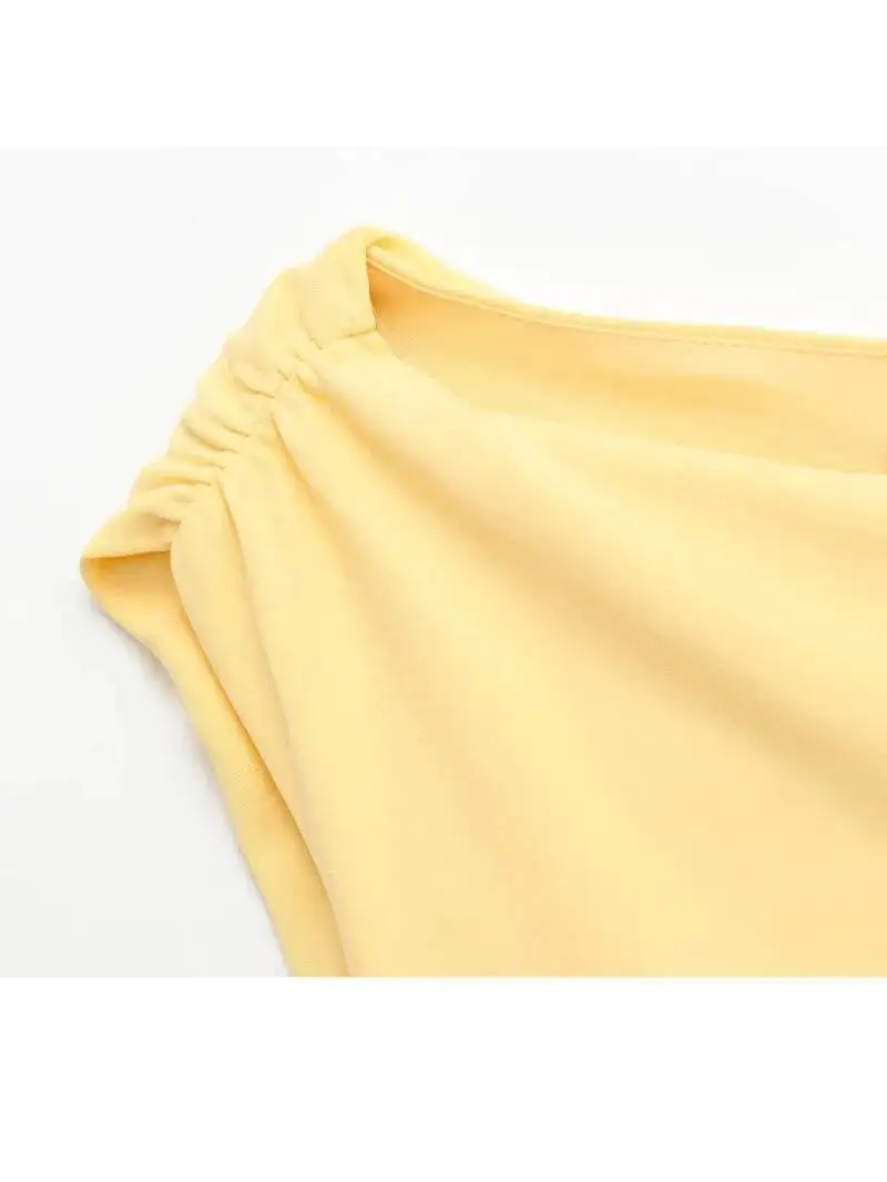 Vintage Casual Women Dress Yellow Solid O-Neck Sleeveless Asymmetrical Straight Vestidos Fashion 2025 Spring Summer Dress XWJ7