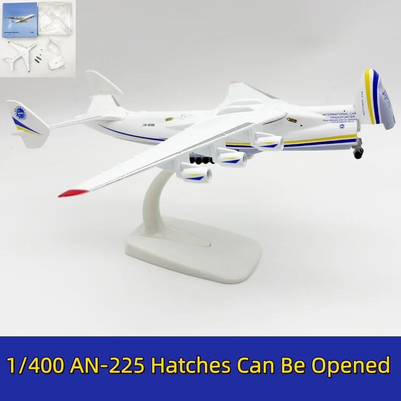Novo Modelo de Avião de Transporte An-225 "Mriya" em Escala 1/400, 20cm, com Aberturas nas Portas e Base com Rodas, Aeronave Antonov An225 em Liga Metálica