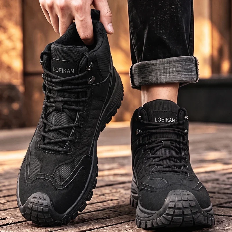 Damen High-Top-Schnürstiefel mit dicker Sohle, modischem Patchwork-Design, rutschfest, lässig, für den täglichen Gebrauch und zum Spazierengehen – Detail 4