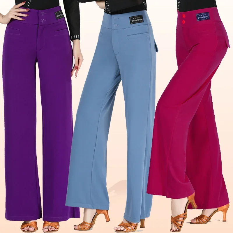 high-waist-modern-dance-party-pants-line-dance-clothing-women's-pants-costumes-jazz-practice-dance-wear-european-clothing-button