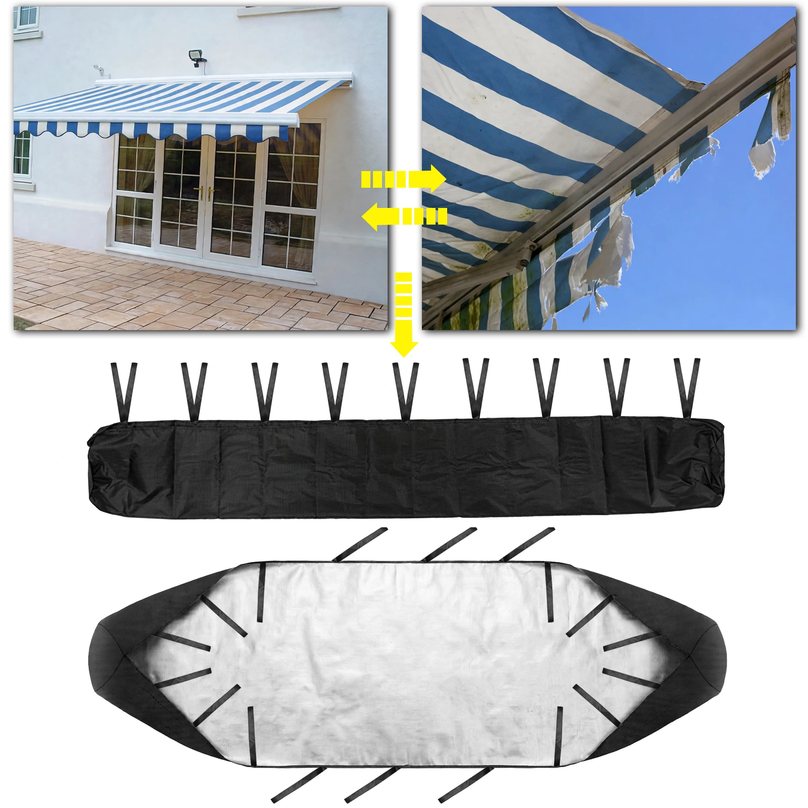 2.5/3/3.5/4M Awning Cover for Balcony Easy to Assemble With String Awning Cover With Storage Bag Anti Roll Awning Dust Cover