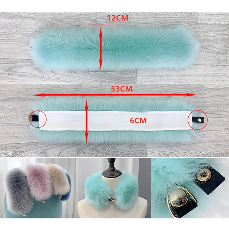 Faux Fuchs Pelz Kragen Schal Frauen Pelzigen Pelz Kragen für Winter Mantel Kapuze Pelz Dekor Plüsch Gefälschte Pelz Schal Parkas Jacke Pelz Kragen – Detail 1