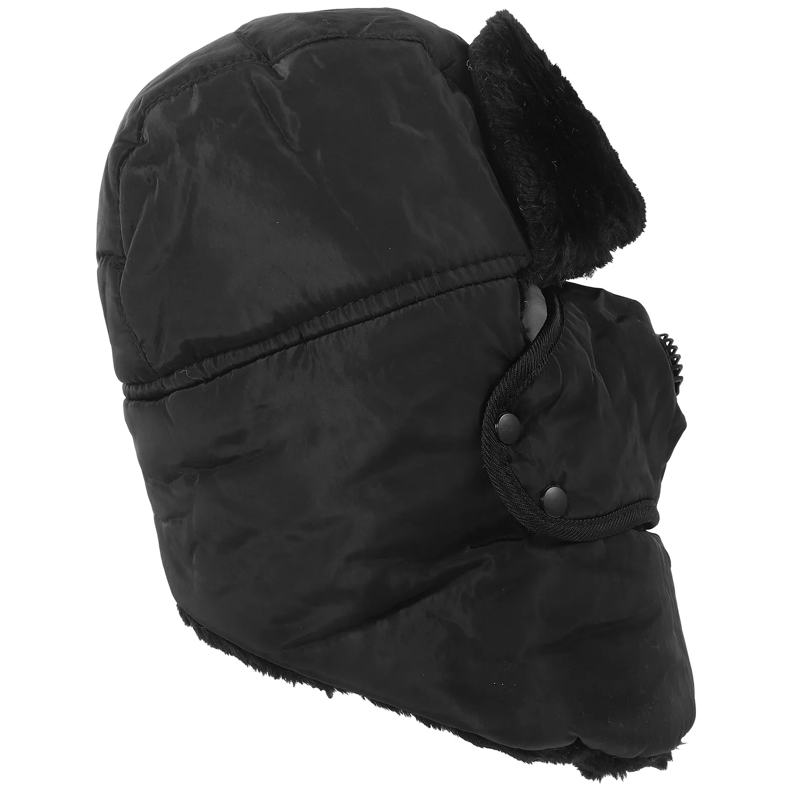 

Men Women Winter Trapper Earflap Ski Hat Thick Artificial Rabbit Hair Warm Hood with Buckle for Neck and Ear Protection