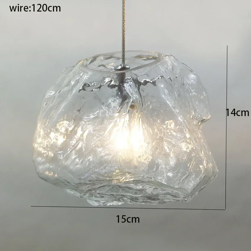 

Ice cube Nordic glass suspension luminaire modern creative clear glass G4 led dinning lamp bar restaurant hanging light fixture