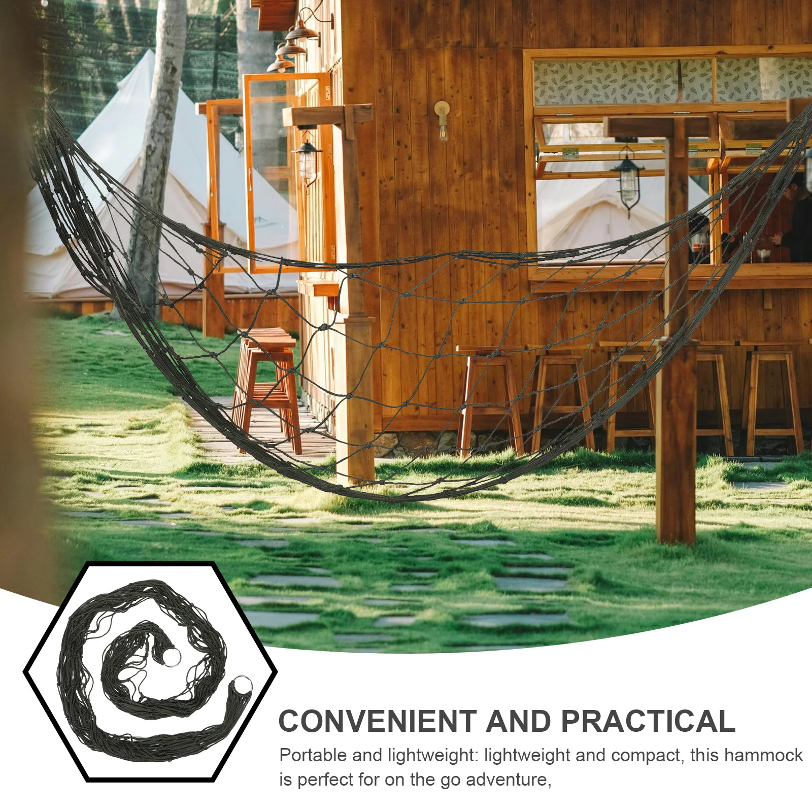 Portable Nylon Rope Outdoor Hammock Net Camping Hiking Backyard Tree Straps Family Swing Bed Net Hammock