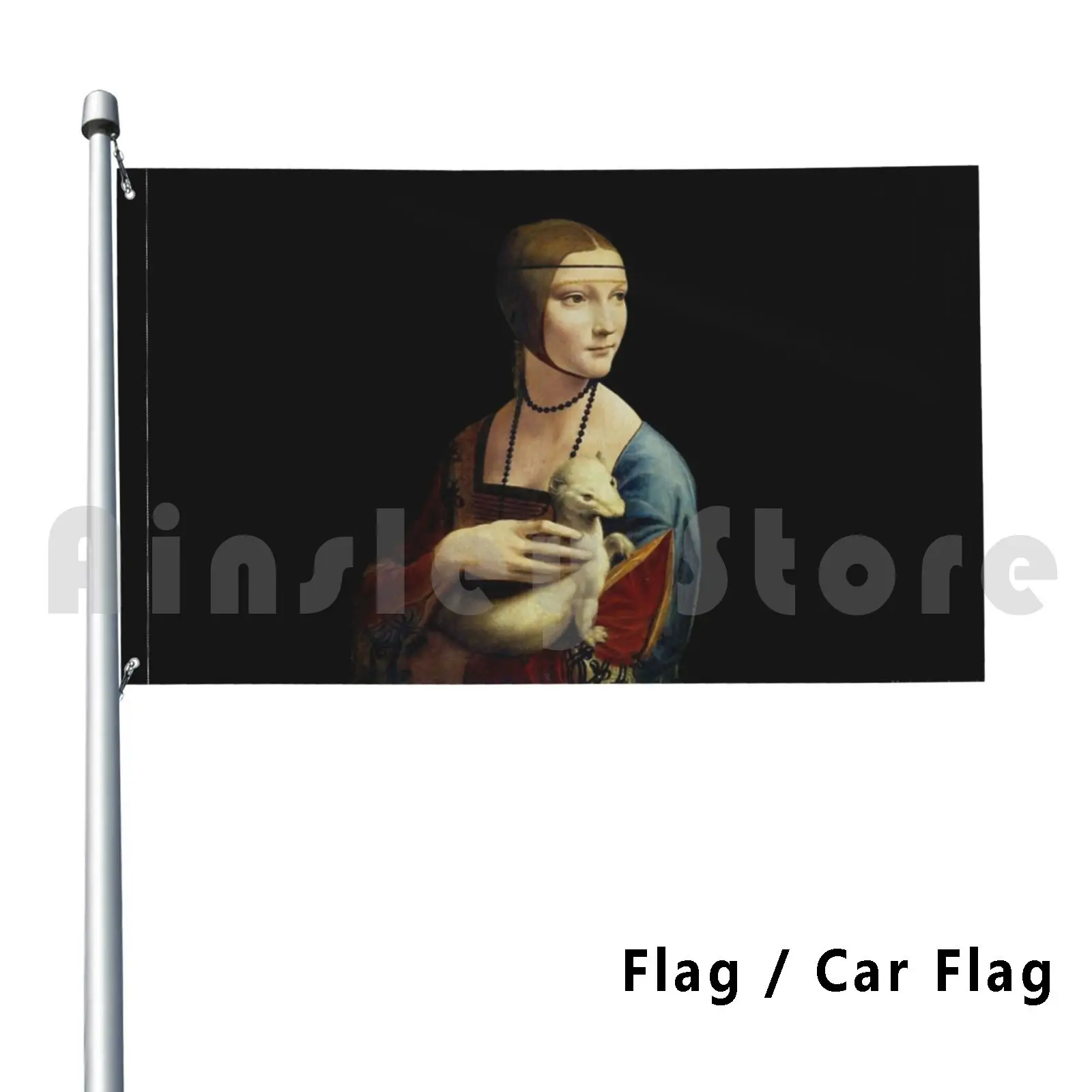 Lady With An Ermine-Leonardo Da Vinci Outdoor Decor Flag Car Flag Lady With An Ermine Dama Con Lermellino Lady