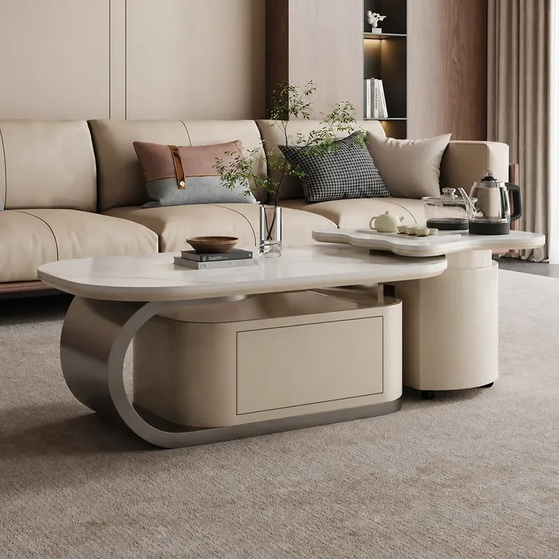 Rock Slab Kung Fu Tea Table Modern Light Luxury Living Room Furniture Small Apartment Household Tea Making Integration 2026