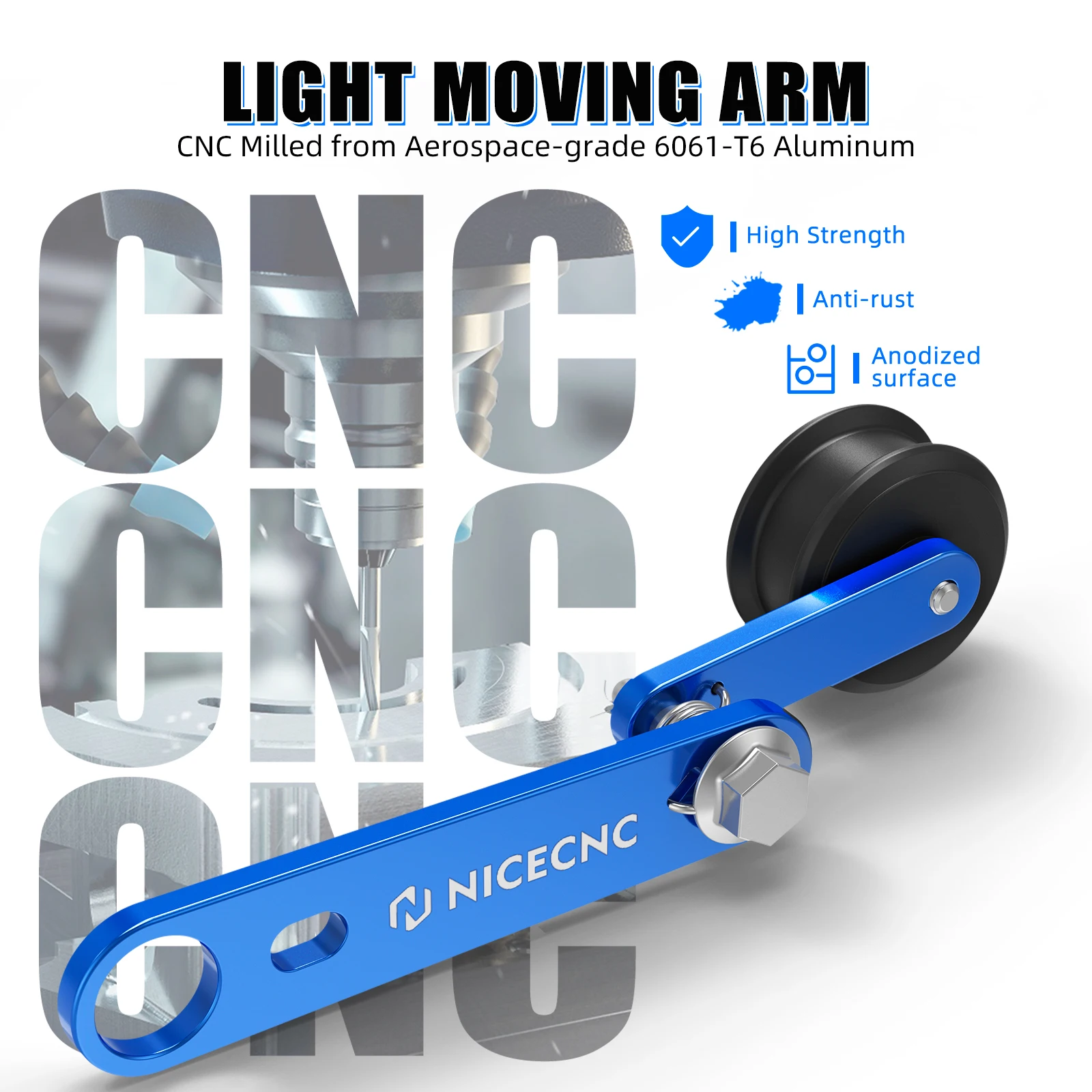 NICECNC Raptor 700 Antriebskettenspanner für Yamaha Raptor 700R 700 YFM 2013–2024, ATV-Kettenführung aus Aluminiumlegierung und Nylon