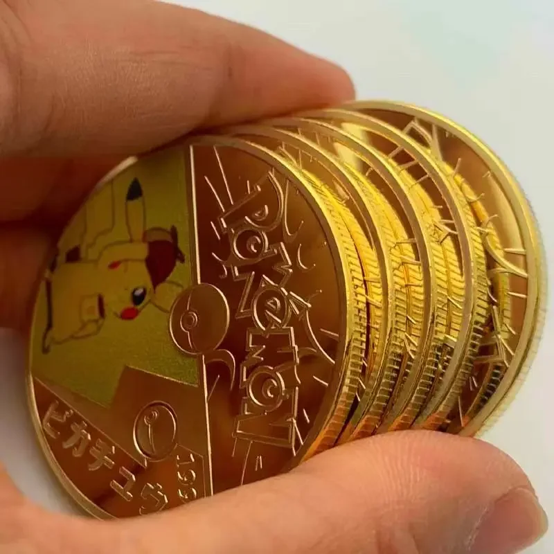 2023 Exquisite Pokemon Coin Collection Kawaii Pikachu Mewtwo Eevee Patterns Gold Plated Color 27 Patterns Anime Pokemont Gifts